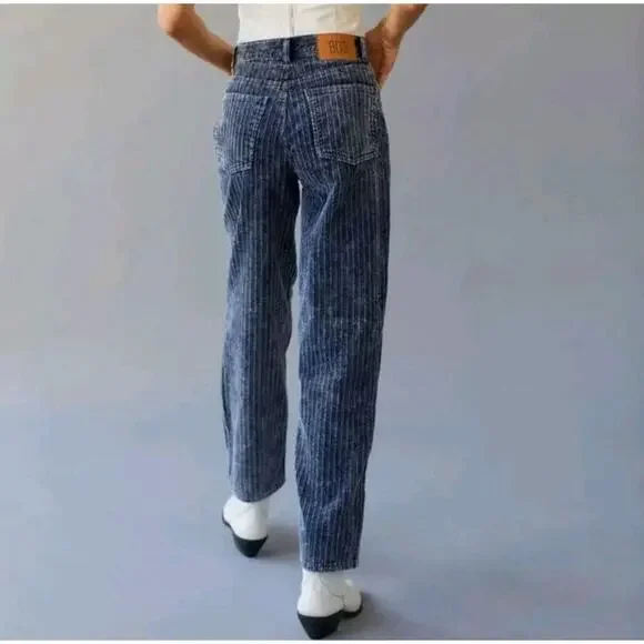 BDG Urban Outfitters High Rise Baggy Blue Jeans Corduroy Wide Leg Y2K Size 24 - Picture 2 of 8